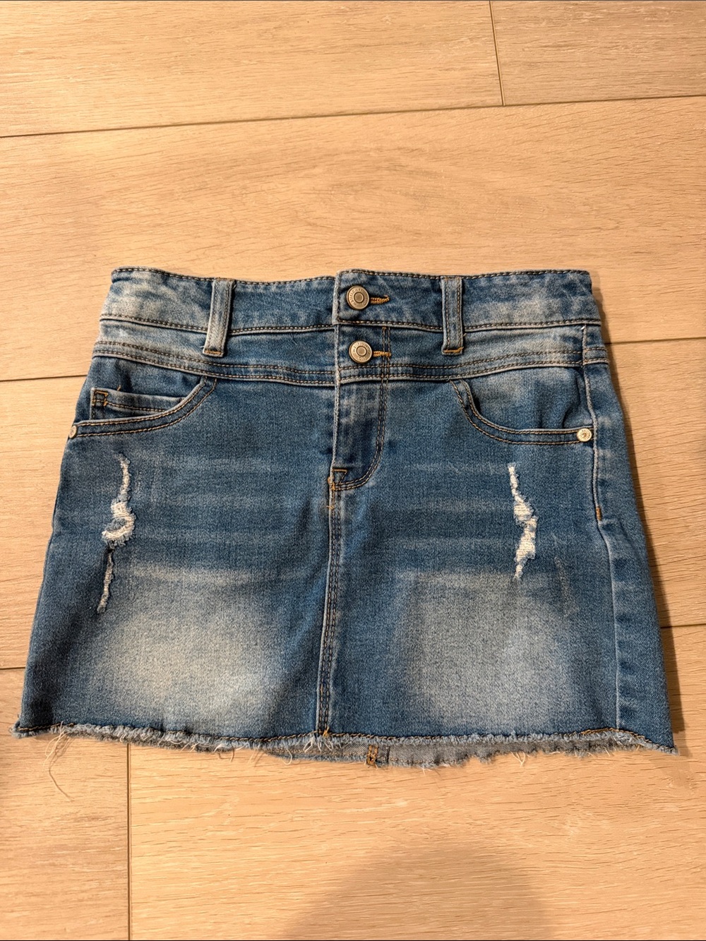 Girls Size 7| Wallflower Denim Mini Skirt| Distressed Hem